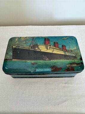 Vintage toffee tin candy box RMS Queen Mary by Benson's Confectionery